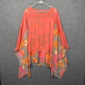 Lace‎ Canada Mangue Floral Sheer Poncho Top Handkerchief Hem One Size TL883 NEW